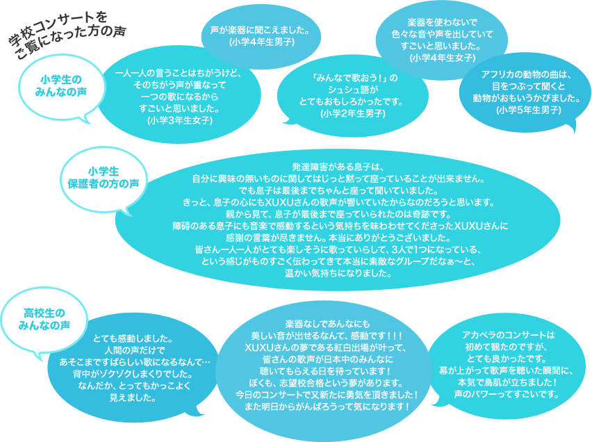 学校コンサートをご覧になった方の声
